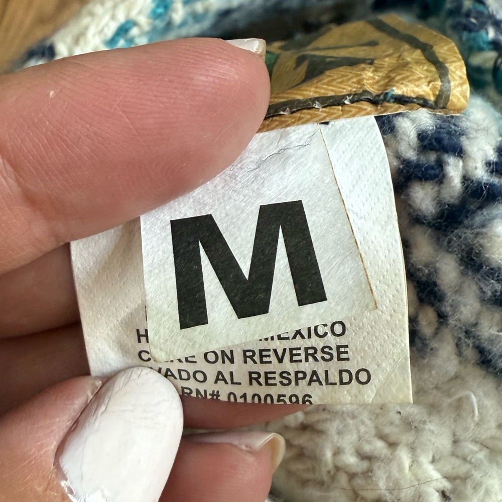 Blue and White Striped Baja Hoodie Medium - Picture 8 of 10